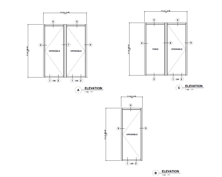 Aluminium Terrace Door Elevation Details